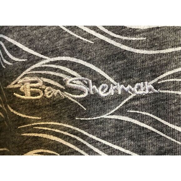 BEN SHERMAN - NWT - M Sz M - Wave Print Polo Shirt in Tonal Wave/Grey Heather - Picture 7 of 16